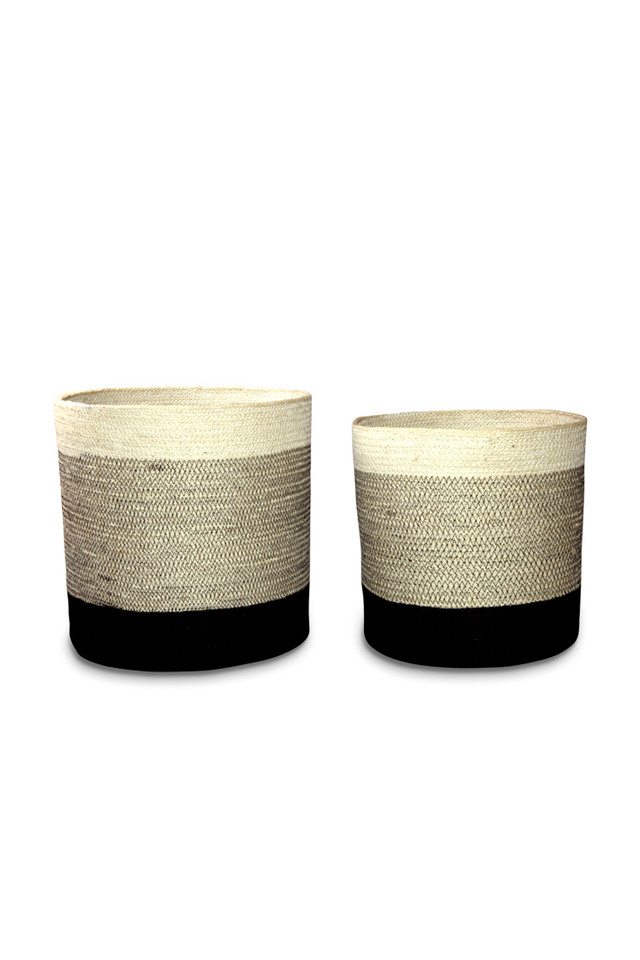 S/2 Round Jute Wide Band Planter 28D x 28cmH Holstens